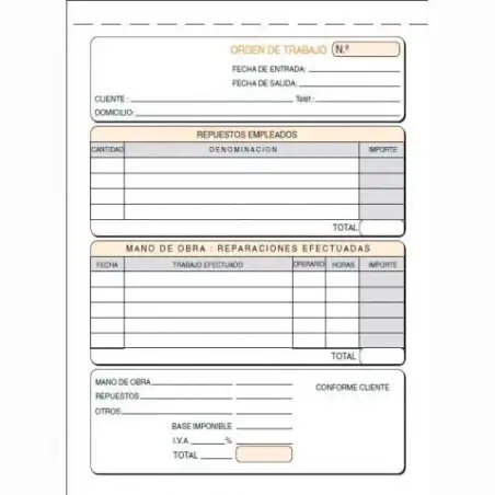 (T-138) LOAN TALONARIO INFORME DE TRABAJO CUARTO NATURAL DUPLICADO AUTOCOPIA