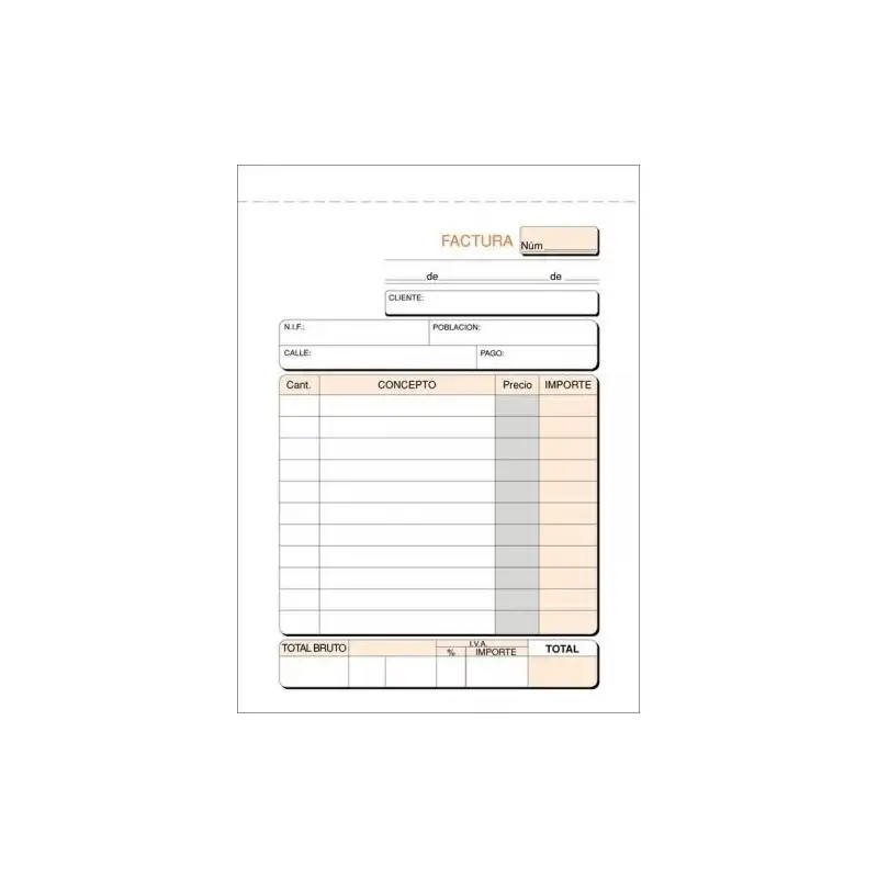 (T-46) LOAN TALONARIO FACTURAS 1/8 NATURAL 100H SIMPLE 150X105MM BLANCO