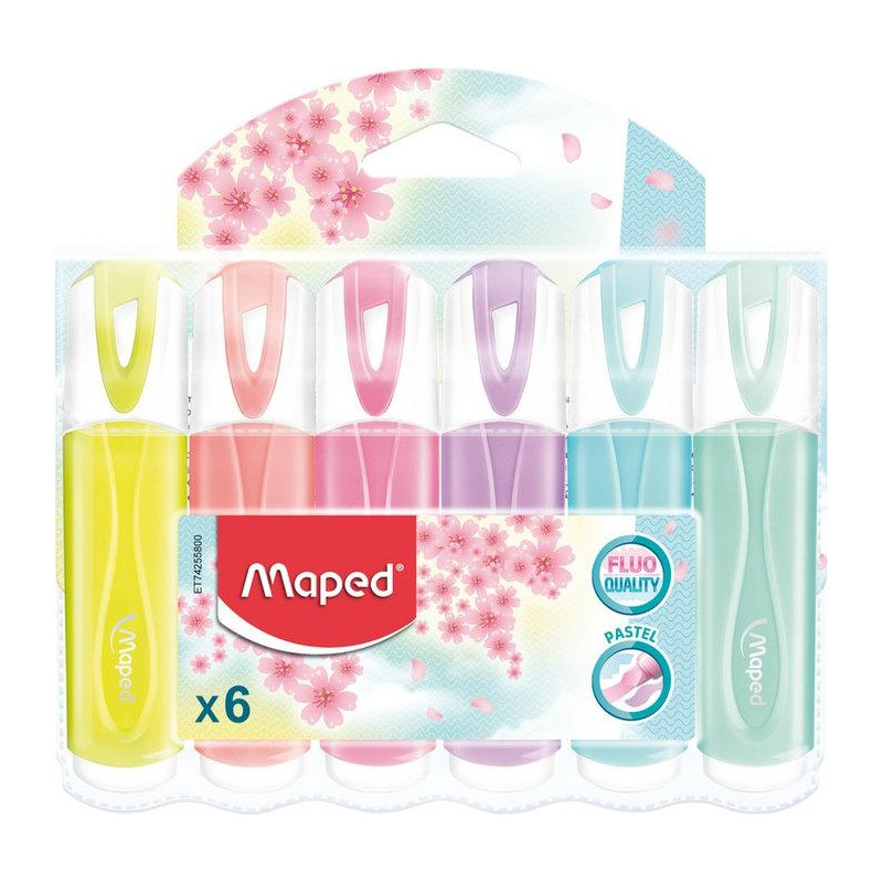 (742558) MAPED MARCADOR FLUORESCENTE CLASSIC C/SURTIDOS PASTEL BLÍSTER 6 UD