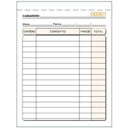 (T-89) LOAN TALONARIO CAMAREROS OCTAVO NATURAL TRIPLICADO AUTOCOPIA