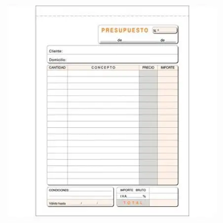 (T-90) LOAN TALONARIO PRESUPUESTO CUARTO NATURAL DUPLICADO AUTOCOPIA