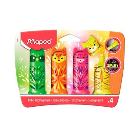(743677) MAPED MARCADOR FLUORESCENTE MINI FRIENDS C/SURTIDOS ESTUCHE 4 UD
