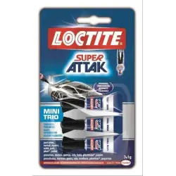 (9000100828239) LOCTITE SUPER ATTAK ADHESIVO INSTANTÁNEO MINI TRIO 3X1GR