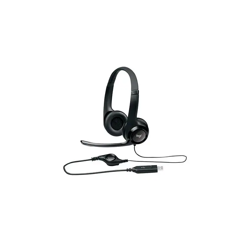(981-000406) LOGITECH AURICULARES H390 DIADEMA ACOLCHADA BIAURAL ESTEREO MICRÓFONO AJUSTABLE CONTROL VOLUMEN CABLE USB NEGRO