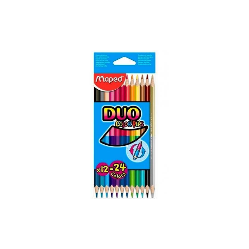 (829600FC) MAPED LÁPICES DE COLORES DUO COLOR´PEPS BICOLOR SURTIDOS ESTUCHE DE 12 UD