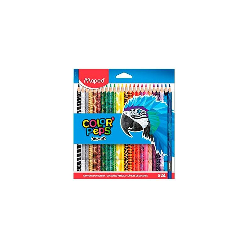 (832224) MAPED LÁPICES DE COLORES ANIMALS COLOR´PEPS SURTIDOS ESTUCHE 24 UD