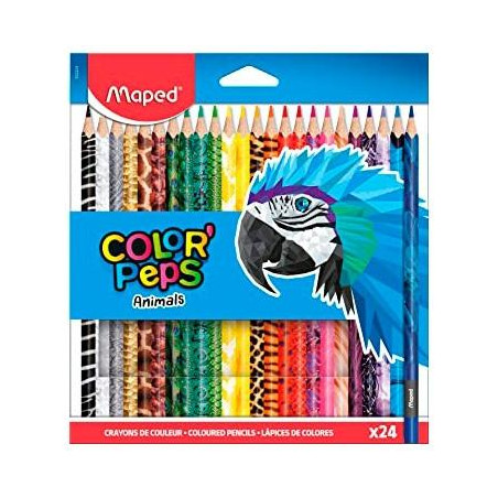 (832224) MAPED LÁPICES DE COLORES ANIMALS COLOR´PEPS SURTIDOS ESTUCHE 24 UD