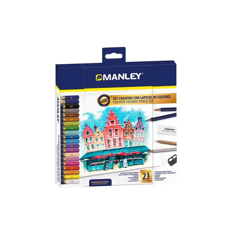 (MLA00023) MANLEY SET CREATIVO LÁPICES DE COLORES 23 PIEZAS SURTIDO