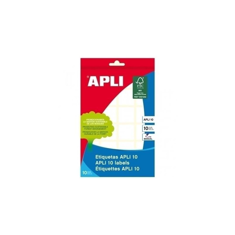 (01656) APLI ETIQUETAS ADHESIVAS 50X50MM ESCRITURA MANUAL C/ROMOS 6 X 10H BLANCO