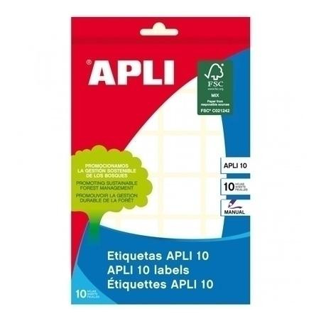 (01656) APLI ETIQUETAS ADHESIVAS 50X50MM ESCRITURA MANUAL C/ROMOS 6 X 10H BLANCO