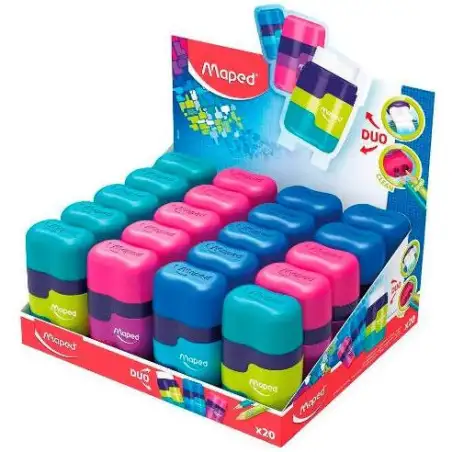 (049221) MAPED AFILABORRA CONNECT DUO SOFT 2 AGUJEROS COLORES SURTIDOS -EXPOSITOR 20U-