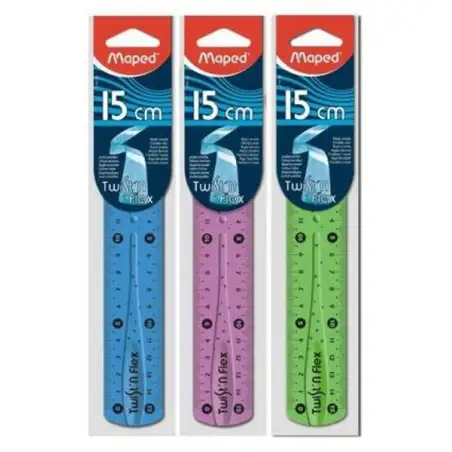(279110) MAPED REGLA TWIST´N FLEX DECORADA DOBLE GRADUACIÓN 15 CM COLORES SURTIDOS