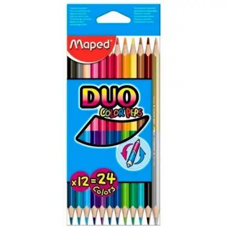 (829600FC) MAPED LÁPICES DE COLORES DUO COLOR´PEPS BICOLOR SURTIDOS ESTUCHE DE 12 UD