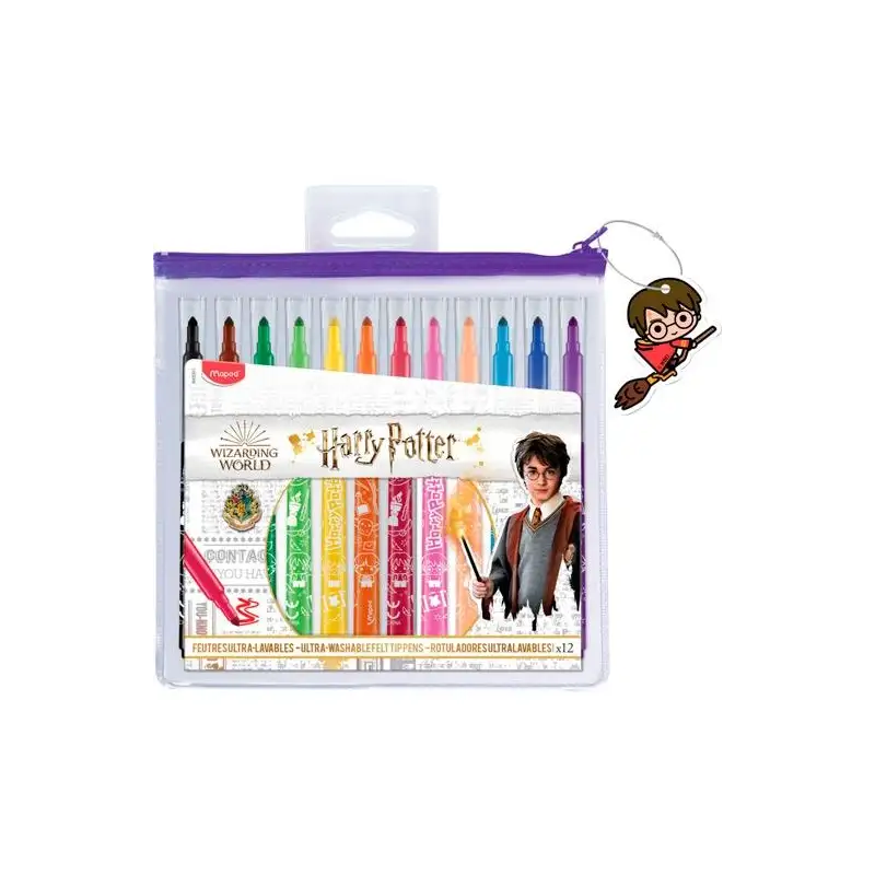 (845001) MAPED ROTULADORES HARRY POTTER POUCH ESTUCHE DE 12 C/SURTIDOS