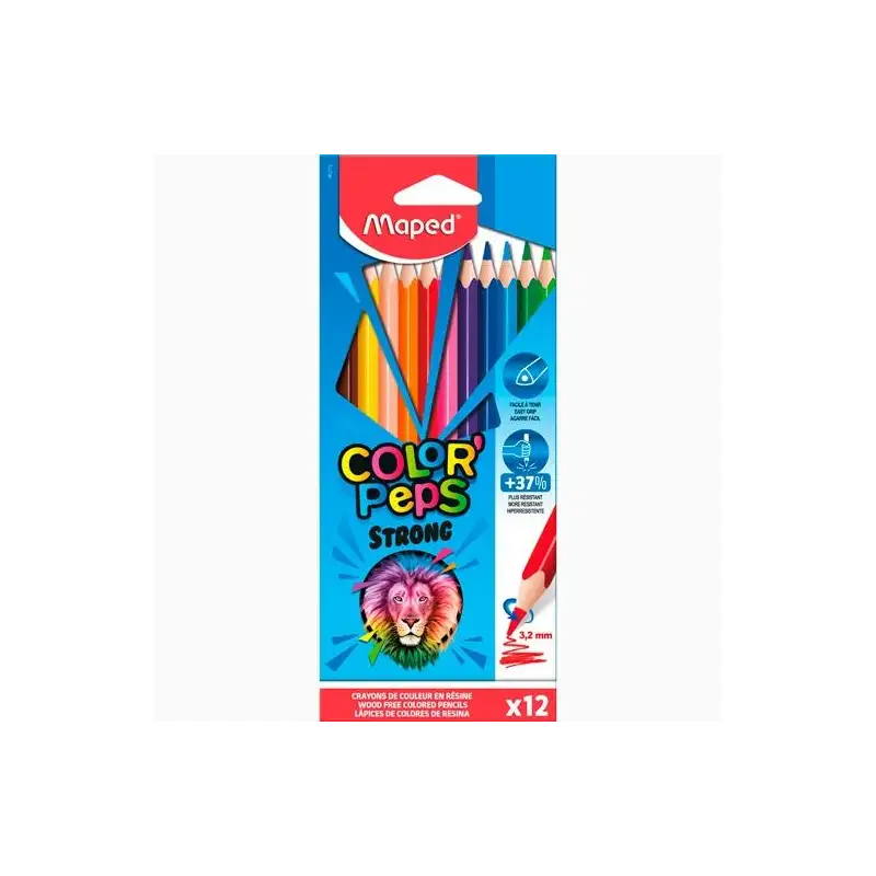 (862712) MAPED LÁPICES DE COLORES COLOR´PEPS STRONG C/SURTIDOS ESTUCHE 12 UD