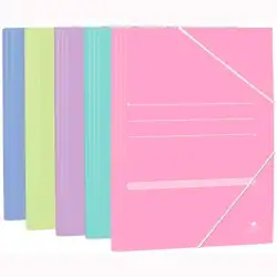 (1524SU) MARIOLA CARPETA CON GOMAS 3 SOLAPAS FOLIO CARTÓN MATE 500GR C/SURTIDOS PASTEL