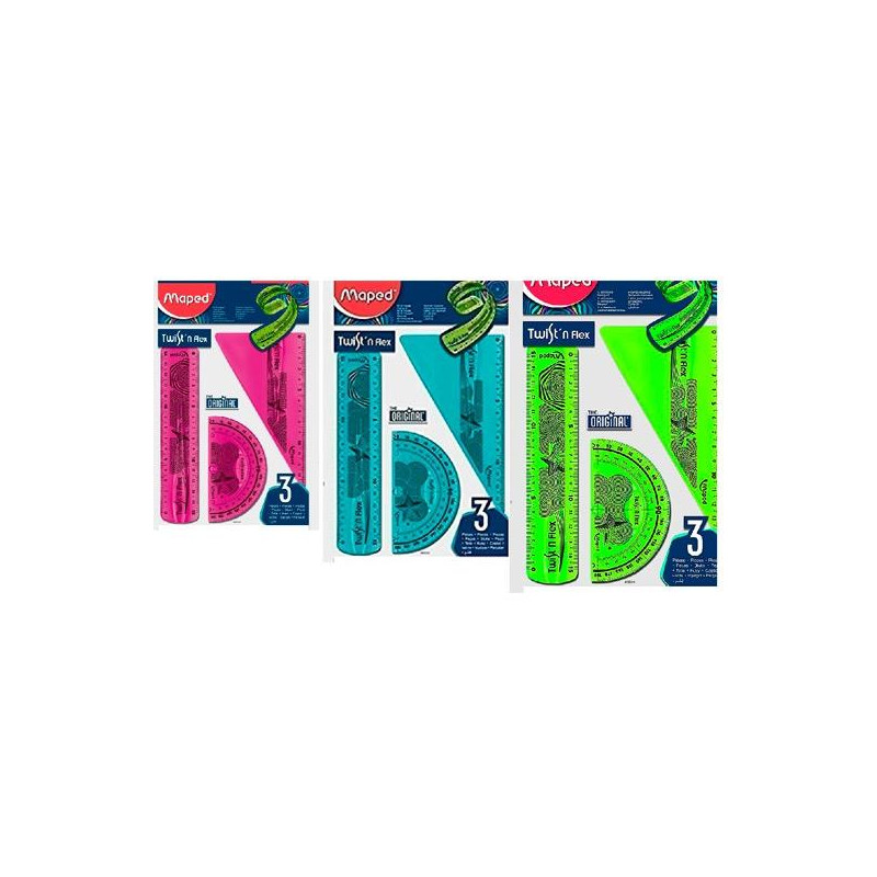 (895024) MAPED REGLAS TWIST´N FLEX ORIGINAL 15CM C/SURTIDOS KIT 3 PIEZAS
