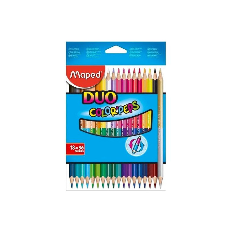 (829601FC) MAPED LÁPICES DE COLORES DUO COLOR´PEPS BICOLOR SURTIDOS ESTUCHE 18 UD