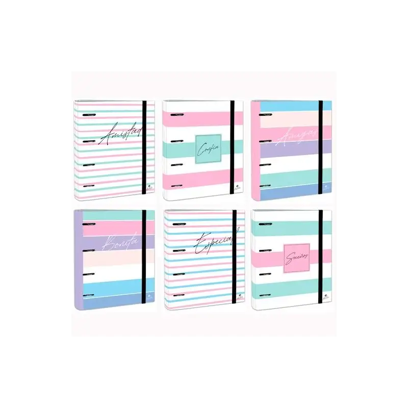 (2397FR-EX) MARIOLA CARPETA ANILLAS MIXTAS 4X40MM CARPEBLOCK C/RECAMBIO 100H C/GOMA CARTÓN FORRADO DISEÑOS SURTIDOS