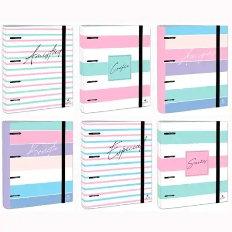 (2397FR-EX) MARIOLA CARPETA ANILLAS MIXTAS 4X40MM CARPEBLOCK C/RECAMBIO 100H C/GOMA CARTÓN FORRADO DISEÑOS SURTIDOS