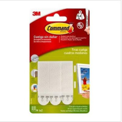 (7100127044) 3M COMMAND TIRAS CUELGA CUADROS BLANCAS MEDIANAS