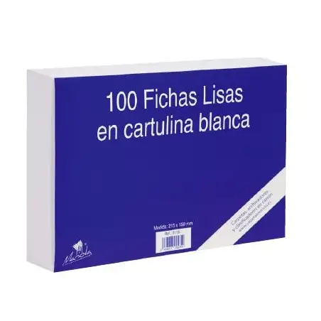 (3113L) MARIOLA FICHA LISA 150X100MM CARTULINA 180GR BLANCO PAQUETE DE 100