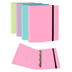 (483R) MARIOLA CARPETA ANILLAS MIXTAS 4X25MM C/GOMA FOLIO CARTÓN FORRADO C/SURTIDOS PASTEL