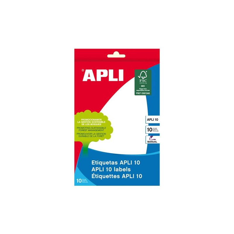 (01662) APLI ETIQUETAS ADHESIVAS 105X149MM ESCRITURA MANUAL C/ROMOS 1 X 10H BLANCO