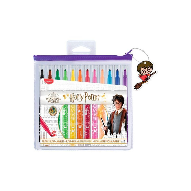 (845001) MAPED ROTULADORES HARRY POTTER POUCH ESTUCHE DE 12 C/SURTIDOS