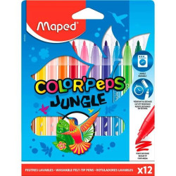 (845902) MAPED ROTULADORES COLOR´PEPS JUNGLE 2.0 ESTUCHE DE 12 C/SURTIDOS
