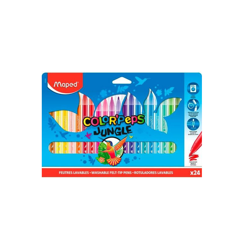 (845904) MAPED ROTULADORES COLOR´PEPS JUNGLE 2.0 ESTUCHE DE 24 C/SURTIDOS