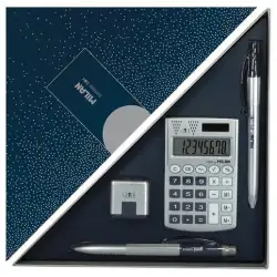(08737) MILAN EDITION BOX SET DE ESCRITORIO SILVER AZUL MARINO
