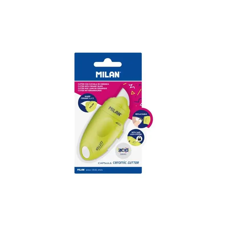 (BWM10337Y) MILAN CUTTER HOJA CERÁMICA CAPSULE SERIE ACID BLÍSTER AMARILLO