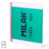(57043E80GR) MILAN CUADERNO ESPIRAL A4 80H 95GR 5X5MM TAPA DURA COLECCIÓN NATA® 624 SINCE 1918 VERDE