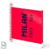 (57053E80P) MILAN CUADERNO ESPIRAL A5 80H 95GR 5X5MM TAPA DURA COLECCIÓN NATA® 624 SINCE 1918 ROSA