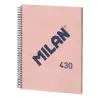 (57142E80P) MILAN CUADERNO CON ESPIRAL A4 80H 95GR PAUTADO 1 LÍNEA 7MM TAPA DURA SERIE 430 SINCE 1918 ROSA