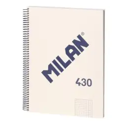 (57143E80BG) MILAN CUADERNO CON ESPIRAL A4 80H 95GR CUADRICULADO 5X5MM TAQPA DURA SERIE 430 SINCE 1918 BEIGE