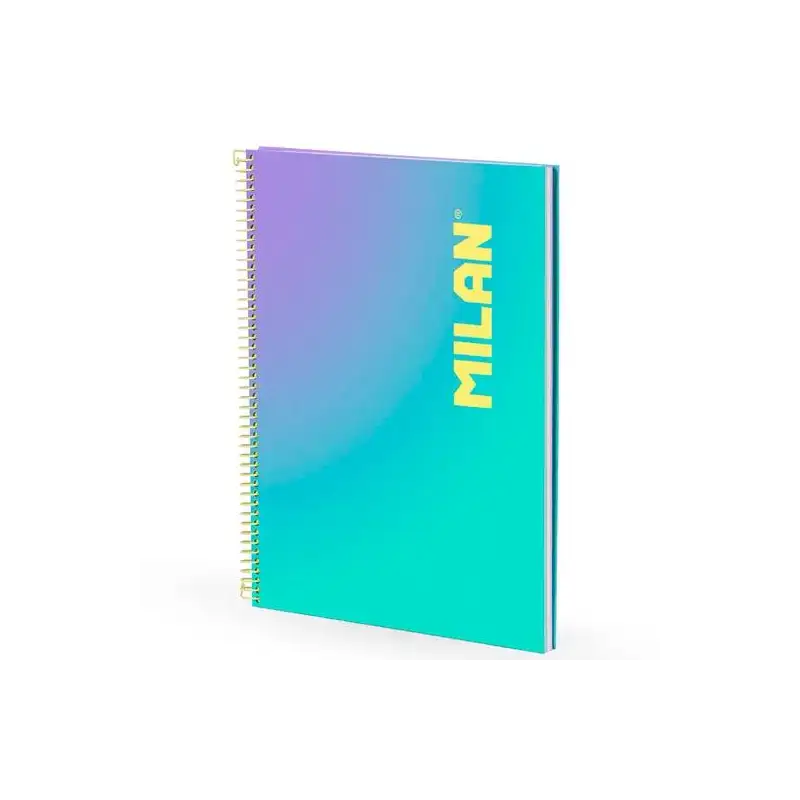 (57143E90SNGR) MILAN CUADERNO ESPIRAL A4 90H 95GR CUADRÍCULA 5X5 TAPA DURA COLECCIÓN SUNSET TURQUESA