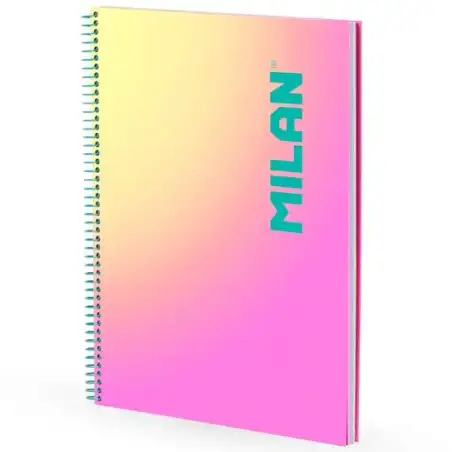 (57143E90SNP) MILAN CUADERNO ESPIRAL A4 90H 95GR CUADRÍCULA 5X5 TAPA DURA COLECCIÓN SUNSET ROSA