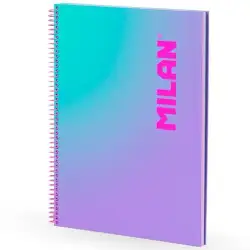(57143E90SNPR) MILAN CUADERNO ESPIRAL A4 90H 95GR CUADRÍCULA 5X5 TAPA DURA COLECCIÓN SUNSET LILA
