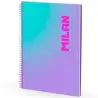(57143E90SNPR) MILAN CUADERNO ESPIRAL A4 90H 95GR CUADRÍCULA 5X5 TAPA DURA COLECCIÓN SUNSET LILA