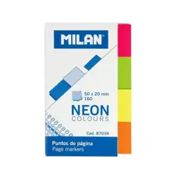 (87039) MILAN MARCADORES DE PÁGINA 160 PUNTOS 50X20MM 4 COLORES NEÓN