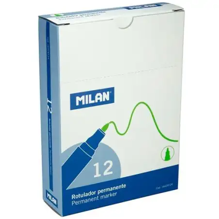 (16429124) MILAN ROTULADOR PERMANENTE PUNTA REDONDA Ø4MM VERDE CAJA 12 UD