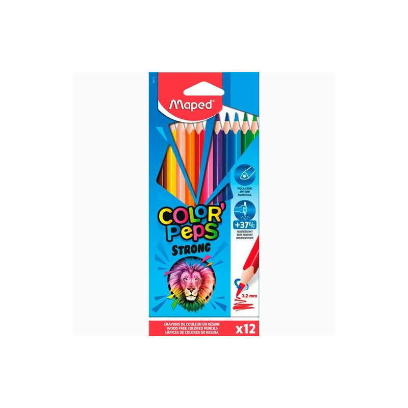 (862712) MAPED LÁPICES DE COLORES COLOR´PEPS STRONG C/SURTIDOS ESTUCHE 12 UD