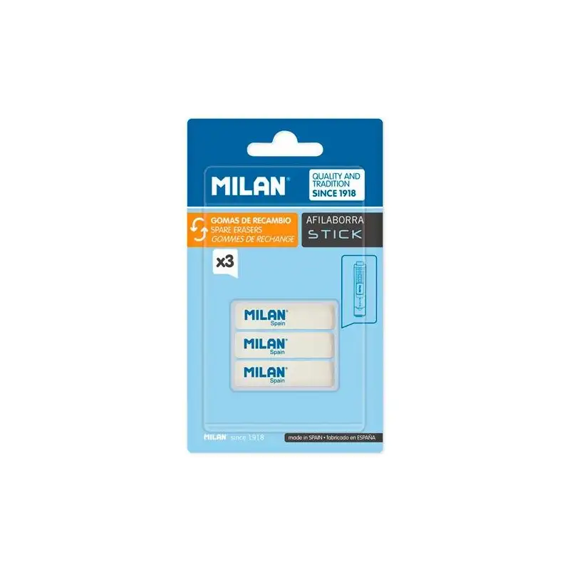 (BNM10236) MILAN GOMA DE RECAMBIO PARA AFILABORRA STICK BLÍSTER 3 UD