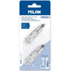 (BWM10467) MILAN RECAMBIO CINTA CORRECTORA CILÍNDRICA Y EXTENSIÓN 5MMX6M BLÍSTER 2 UD