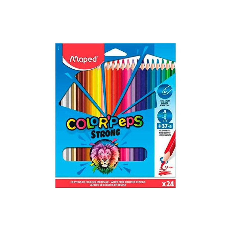 (862724) MAPED LÁPICES DE COLORES COLOR´PEPS STRONG C/SURTIDOS ESTUCHE 24 UD