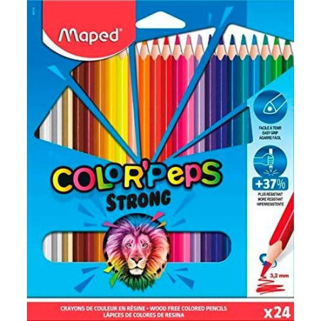 (862724) MAPED LÁPICES DE COLORES COLOR´PEPS STRONG C/SURTIDOS ESTUCHE 24 UD
