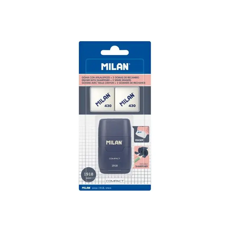 (BYM10140SNCB) MILAN AFILABORRA COMPACT SERIE 1918 + 2 GOMAS DE RECAMBIO BLÍSTER AZUL