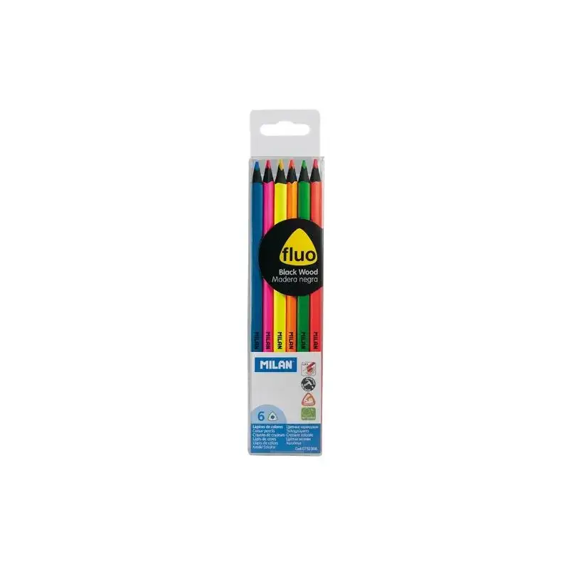 (752306) MILAN LÁPICES DE COLORES FLUO TRIANGULARES C/SURTIDOS ESTUCHE 6 UD